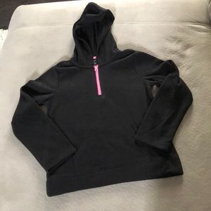 SO Fleece Girls Size 8 1/2 Black Pink Zipper Half Zip NWT